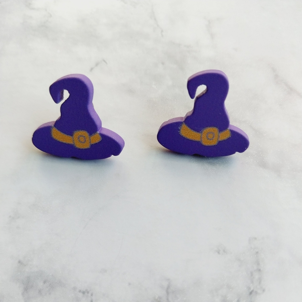 OpalGlaze Halloween Witch hat  studs earrings